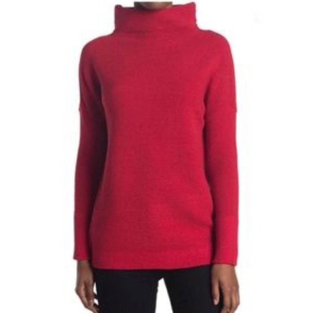 NWOT RDI Red Mock Neck Long Dolman Sleeve Rib Knit Sweater